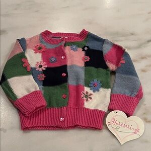 NWT Hartstrings Multicolor Floral Patchwork Cardigan Sweater 2T
